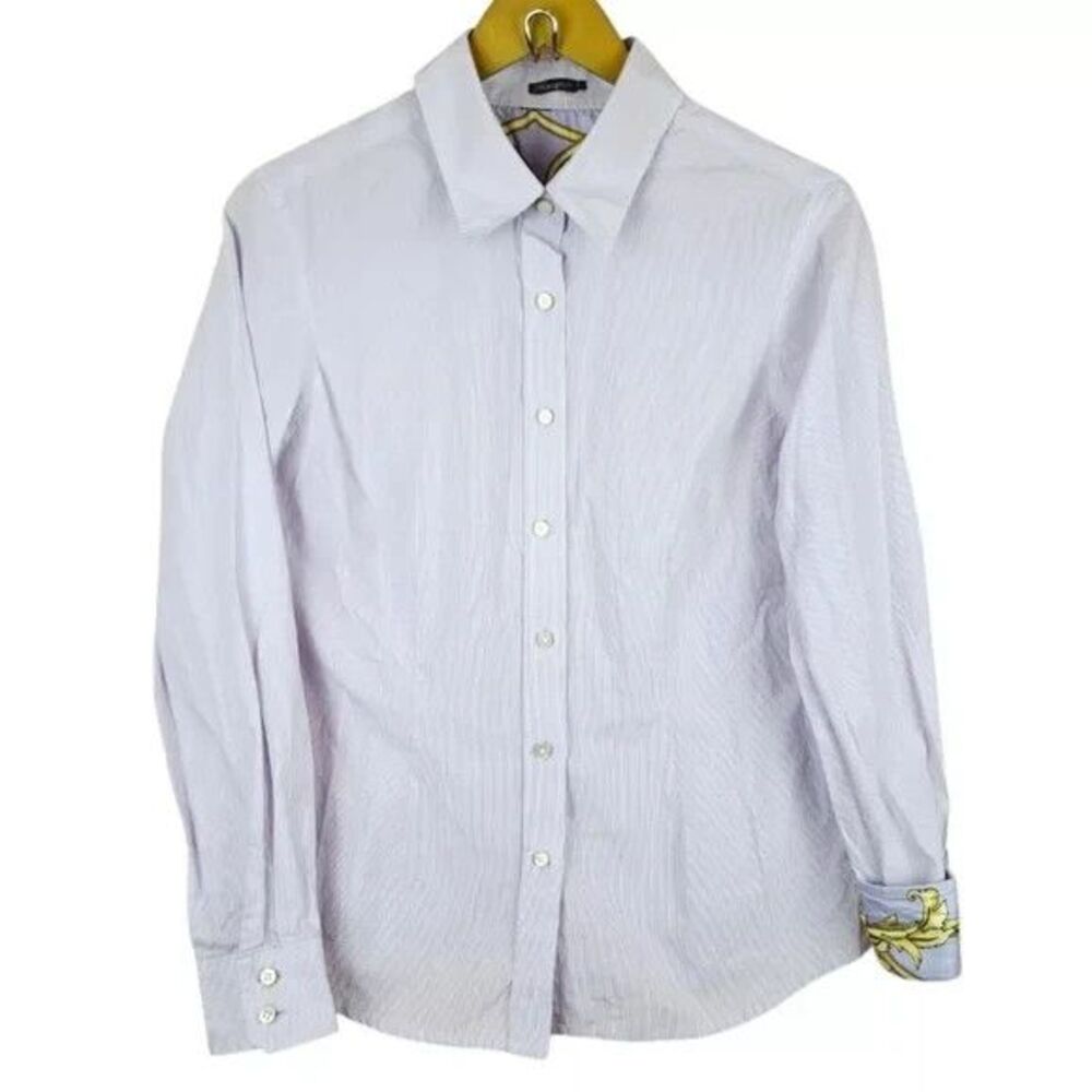 McLaughlin Women Shirt Button Up Long Sleeve Cotton Silk Combo Carrer Size 8